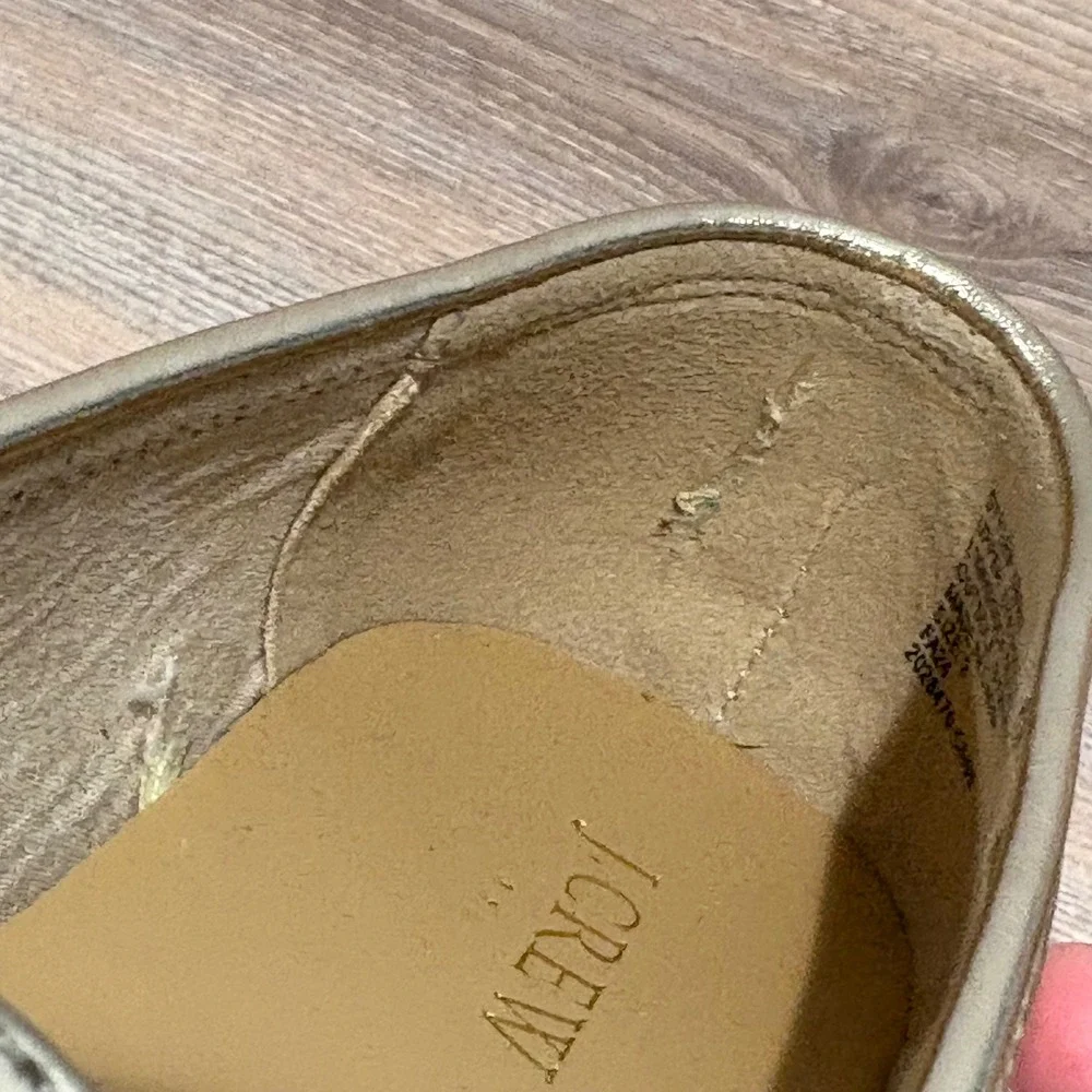 J.Crew Metallic Gold Bit Loafers Kids Gold size 2 Horsebit Flat Dress Shoes